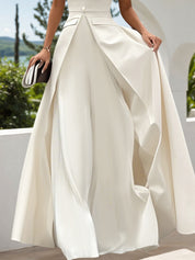 White Buckle Strapless Sleeveless Two-Piece Set