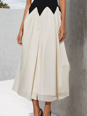 Black Split Joint Crew Neck Sleeveless A-Line Midi Dress