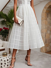 White Shirt Dress Shirt Collar Sleeveless A-Line Midi Dress