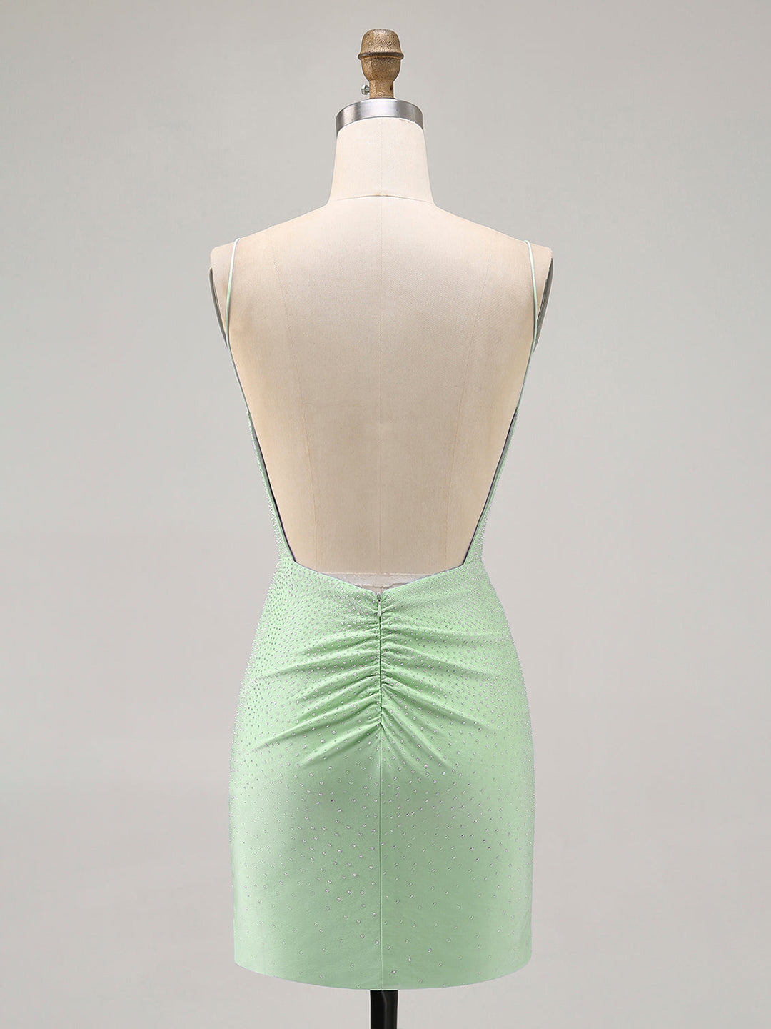 Light Green Bodycon Backless Short Homecoming Dress with Beading