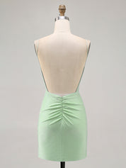 Light Green Bodycon Backless Short Homecoming Dress with Beading