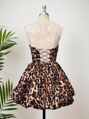 Leopard Print A-Line Sweetheart Corset Short Homecoming Dress