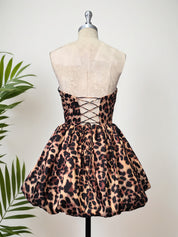 Leopard Print A-Line Sweetheart Corset Short Homecoming Dress