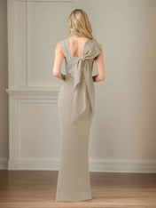 Sheath/Column Chiffon Asymmetrical Neck Sleeveless Floor Length Pleated Mother of the Bride Dresses