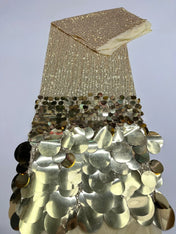 Mock Neck Ombré Sequin and Coin-Embellished Evening Dress