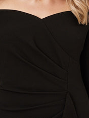 Black Chiffon Off the Shoulder 3/4 Sleeves Ankle Length Mother of the Bride Dress