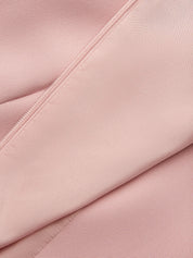 Pink Sheath/Column Satin V Neck Short Sleeves Knee Length Dresses