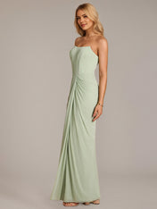 Green Sheath/Column Chiffon Off The Shoulder Sleeveless Floor Length Dresses