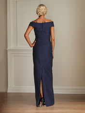 Navy Sheath/Column Off The Shoulder Floor Length Mother of the Bride Dresses