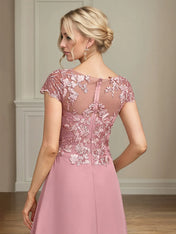 Dreamylily Women A Line Scoop Neck Chiffon Mother of the Bride Dress with Appliques Dreamylily Women A Line Scoop Neck Chiffon Mother of the Bride Dress with Appliques