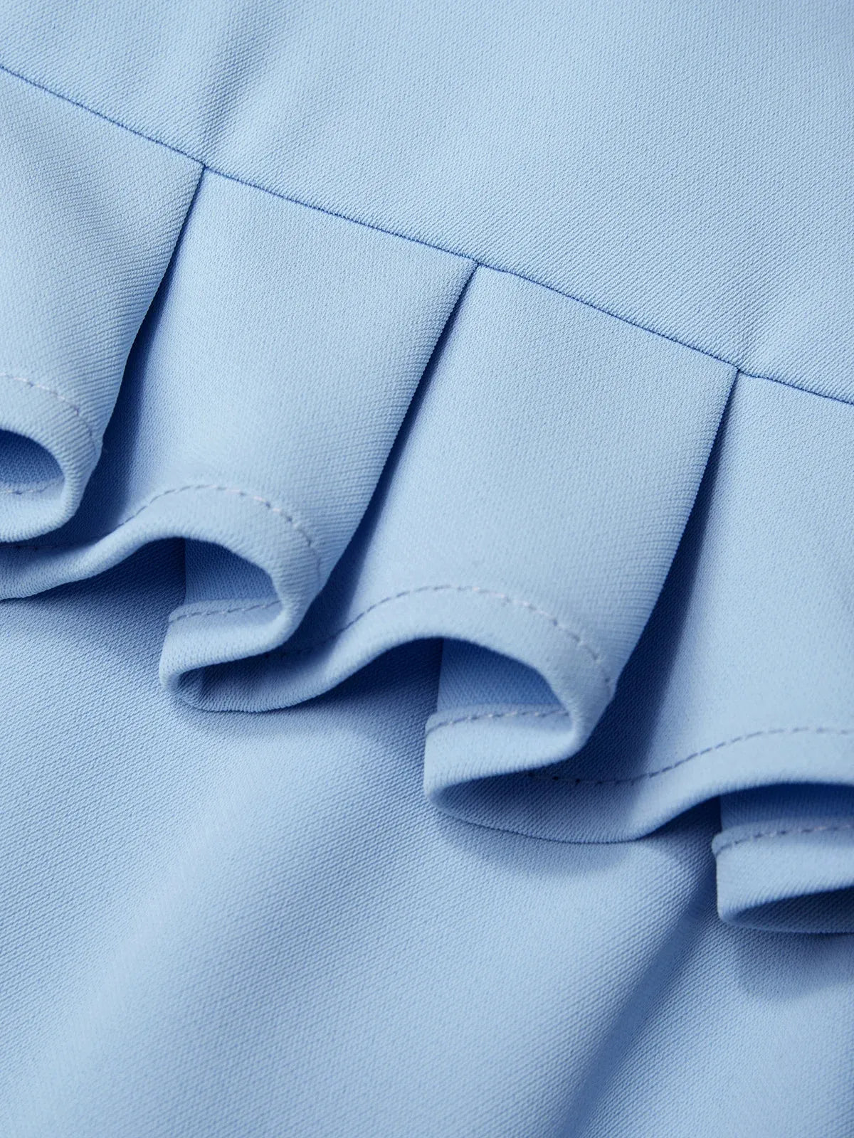 Light Blue Peplum Classic Spaghetti Gallus A-Line Midi Dress