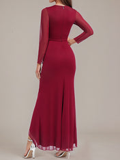 Burgundy Trumpet/Mermaid Scoop Asymmetrical Chiffon Bridesmaid Dress With Ruffle Ruched