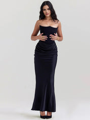 Robe de travail semi-formelle verte sans manches à volants, robe midi ajustée