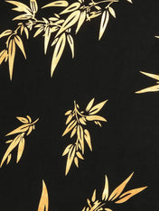 Black Gold Hot Stamping Floral Short Sleeve A-Line Maxi Dress