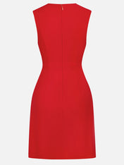 Red Butterfly Buckle Classic Crew Neck Sleeveless A-Line Mini Homecoming Dress