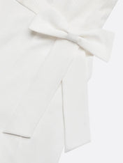 Women White Pleated Rhinestone Halter Sleeveless Dressy Jumpsuit