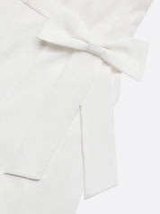 Women White Pleated Rhinestone Halter Sleeveless Dressy Jumpsuit