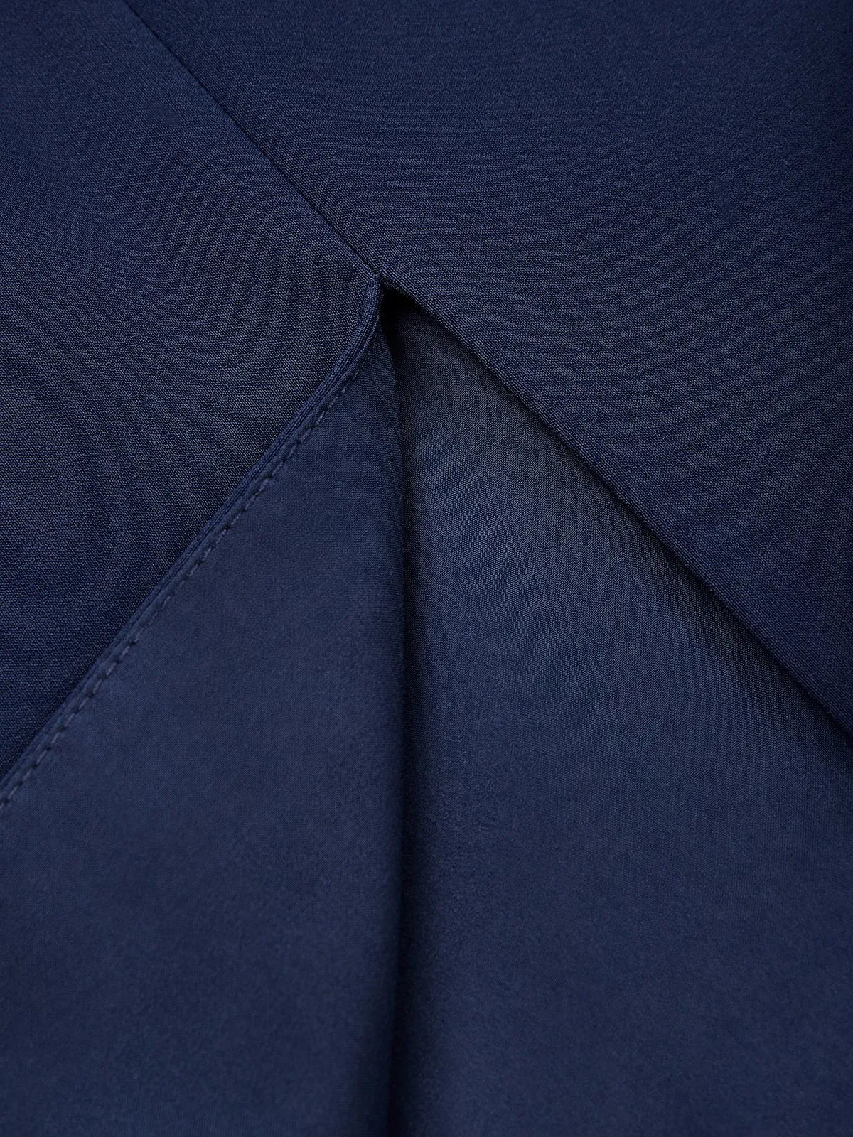 Purplish Blue V Neck Puff Sleeve Sheath Midi Dress