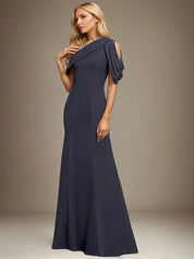 Trumpet/Mermaid One Shoulder Floor-Length Chiffon Dress With Pleated