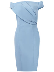 Blue Ruched Off The Shoulder Sheath Mini Homecoming Dress