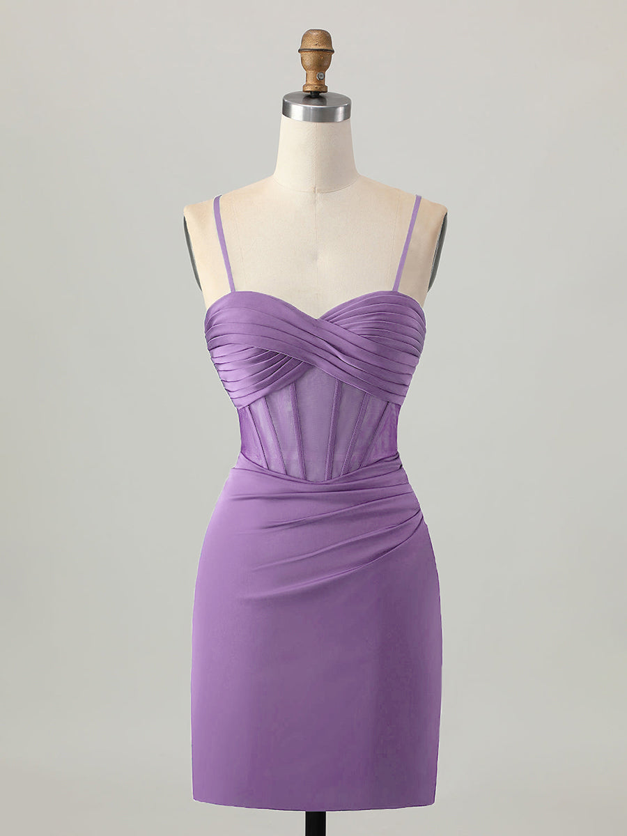 Blue Satin Tight Short Corset Homecoming Dress