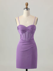 Blue Satin Tight Short Corset Homecoming Dress