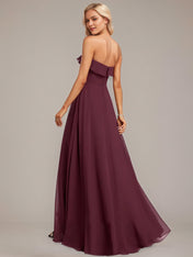 Grape A-Line Sweetheart Floor-Length Chiffon Bridesmaid Dress With Ruffle
