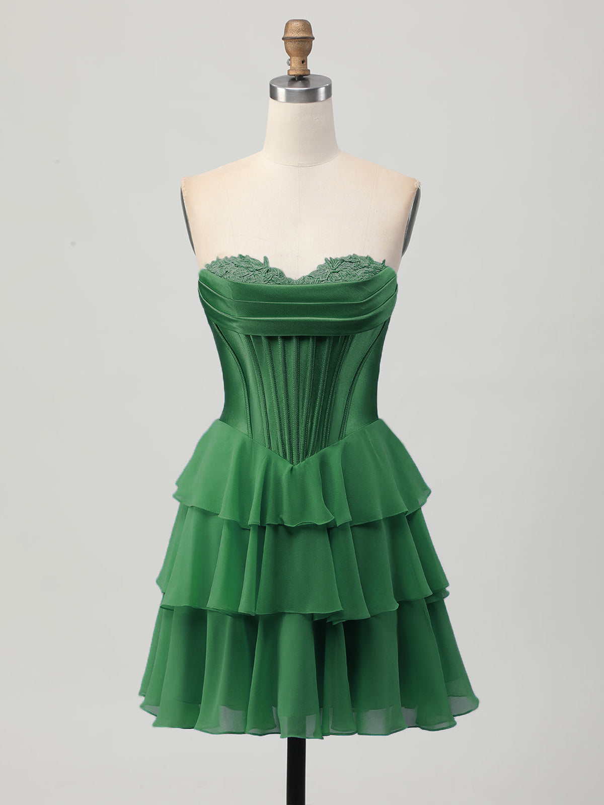 A Line Tiered Sweetheart Corset Short Homecoming Dress