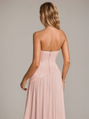 A Line Satin Off The Shoulder Sleeveless Floor Length Dress