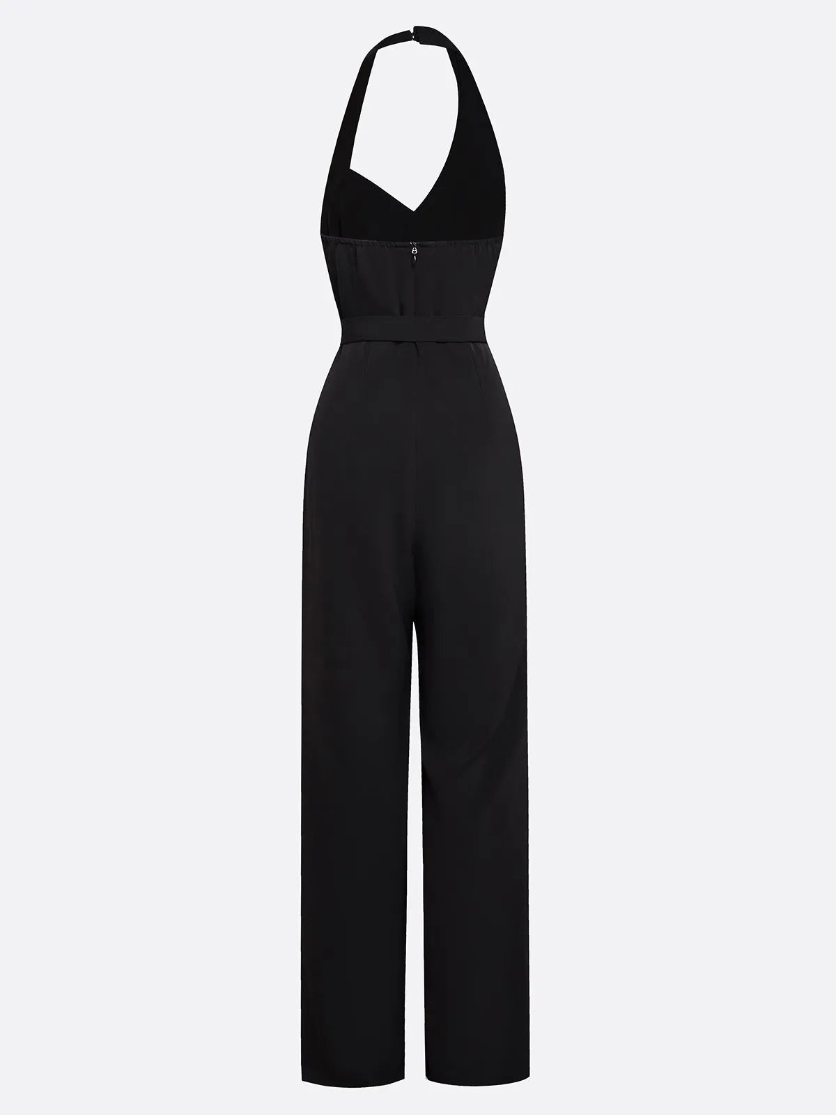 Black Side-Slit Sleeveless Wide-Leg Jumpsuit With Belt