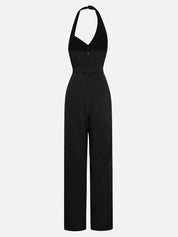 Black Side-Slit Sleeveless Wide-Leg Jumpsuit With Belt