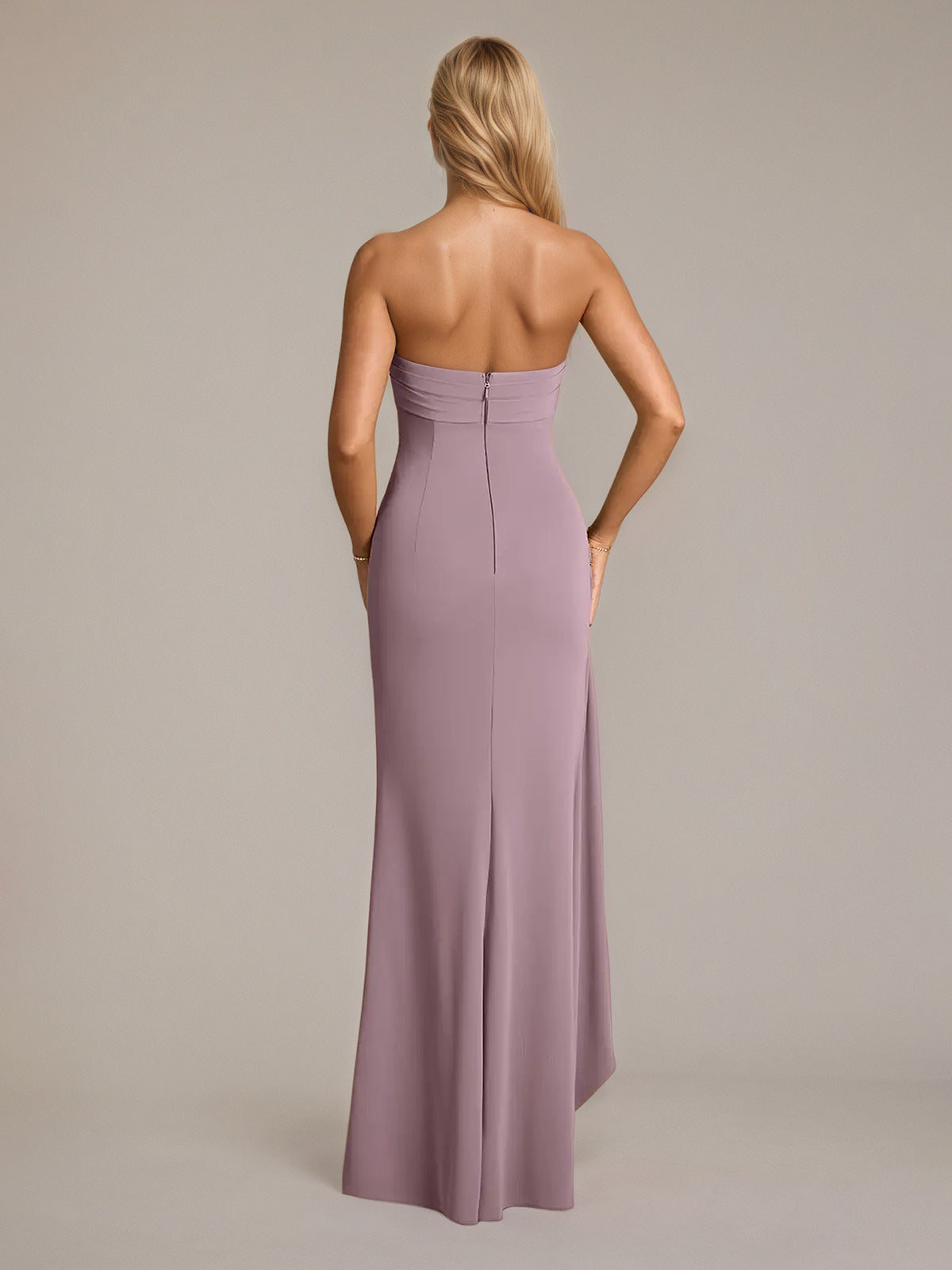 Dusk Sheath/Column Chiffon Off The Shoulder Sleeveless Floor Length Dress