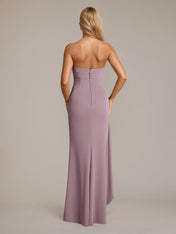 Dusk Sheath/Column Chiffon Off The Shoulder Sleeveless Floor Length Dress
