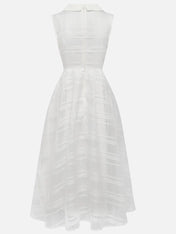 White Shirt Dress Shirt Collar Sleeveless A-Line Midi Dress