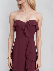 Cabernet Chiffon A Line Sweetheart Sleeveless Floor Length Bridesmaid Dress