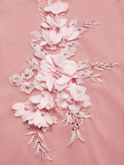 Pink Embroidery Classic Cowl Neck Sleeveless Sheath Midi Dress