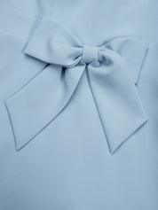 Light Blue Bow Lace Sweetheart Neckline Sleeveless Mermaid Midi Dress
