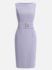 Lavender Purple Sleeveless Rheinstone Sheath Midi Dress