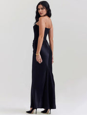 Robe de travail semi-formelle verte sans manches à volants, robe midi ajustée