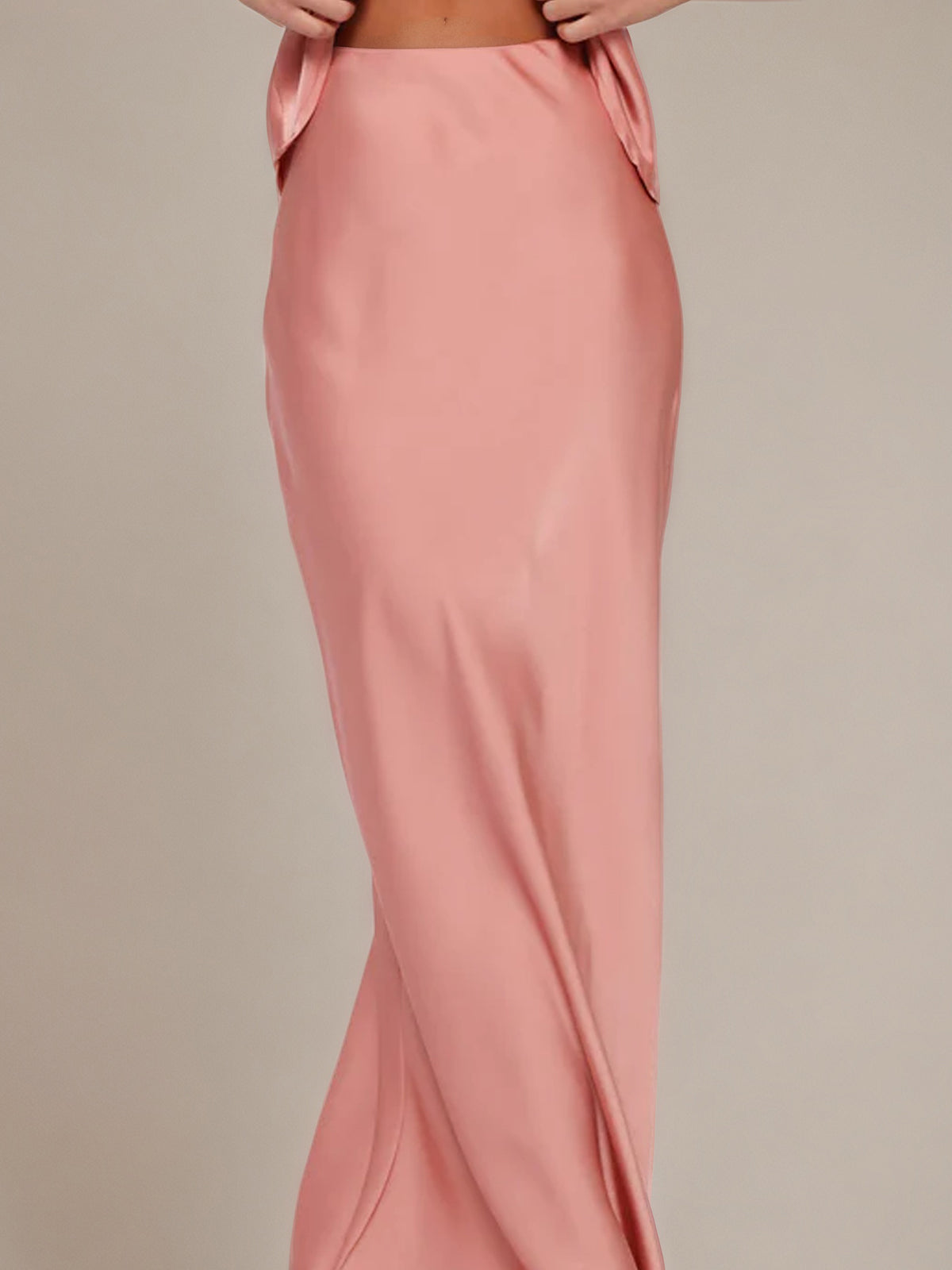 Pink Satin Sheath/Column V Neck Sleeveless Floor Length Bridesmaid Dress