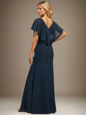 Trumpet/Mermaid V-Neck Floor-Length Chiffon Dress With Cascading Ruffles