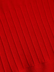 Red High Neck Long Sleeve A-Line Maxi Wool Sweater Dress
