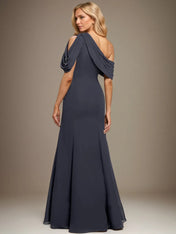 Trumpet/Mermaid One Shoulder Floor-Length Chiffon Dress With Pleated