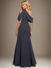 Trumpet/Mermaid One Shoulder Floor-Length Chiffon Dress With Pleated