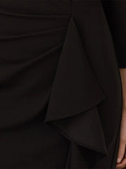 Black Chiffon Off the Shoulder 3/4 Sleeves Ankle Length Mother of the Bride Dress