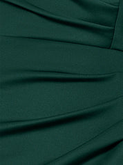 Trumpet/Mermaid V Neck Short Sleeve Floor Length Stretch Crepe Mother of the Bride Dress With Ruffles