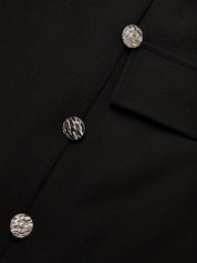 Black Buckle Classic V Neck Sleeveless Sheath Midi Dress