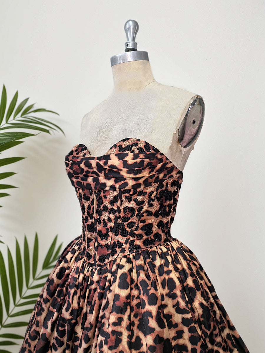Leopard Print A-Line Sweetheart Corset Short Homecoming Dress