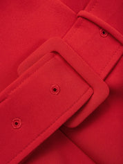 Red Square Neck Sleeveless A-Line Midi Dress