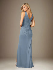 Trumpet/Mermaid V Neck Sleeveless Floor-Length Chiffon Dress With Sequins